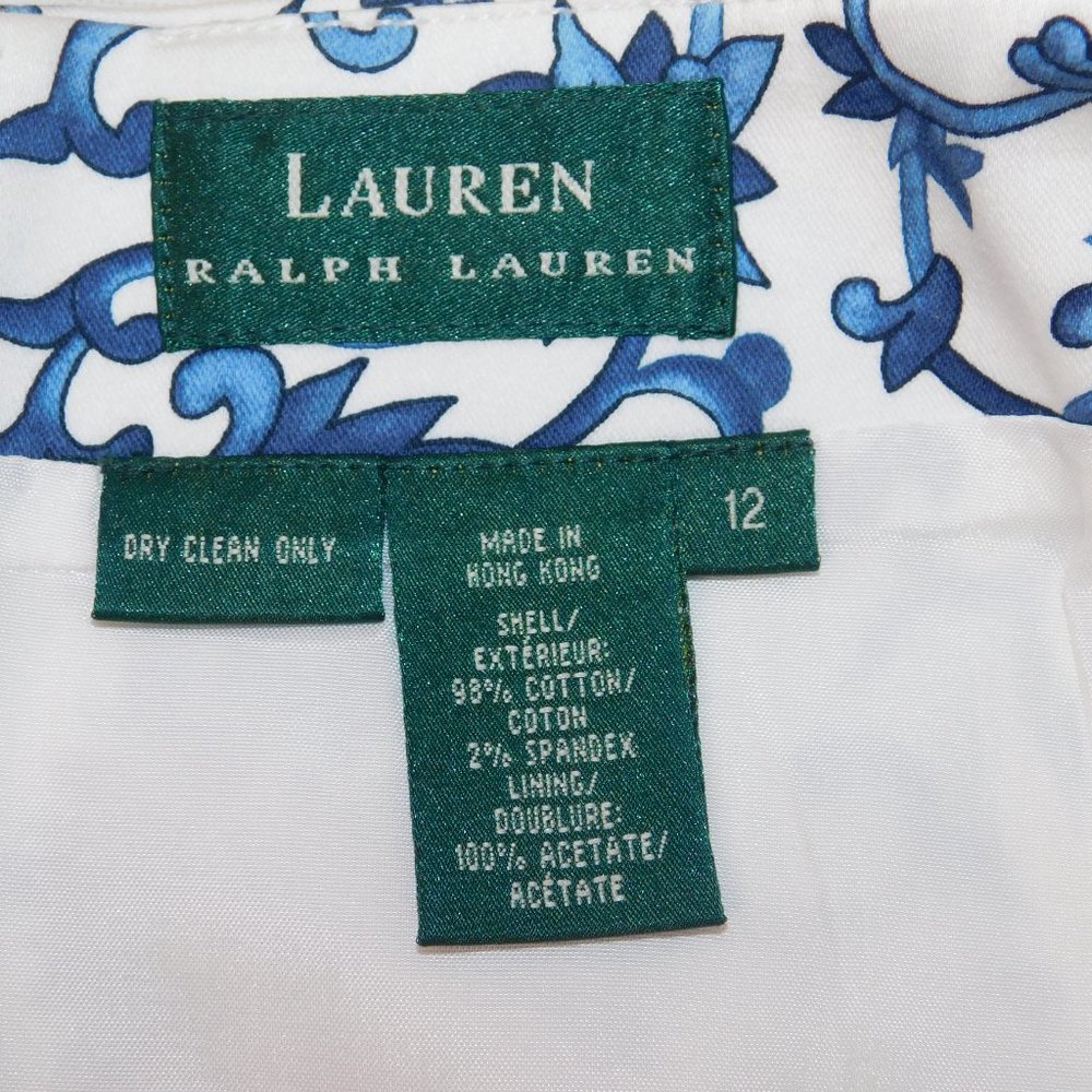 Lauren Ralph Lauren Skirt Size 12 Blue & White Pattern - Picture 5 of 5